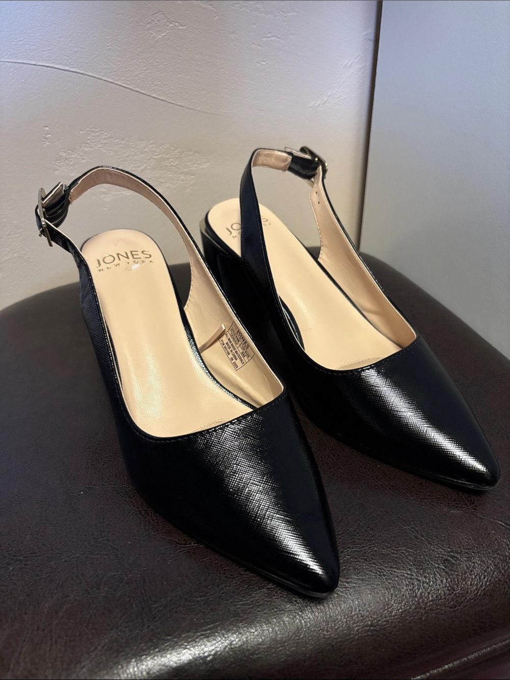 Jones New York Black Pointed Slingback Pumps